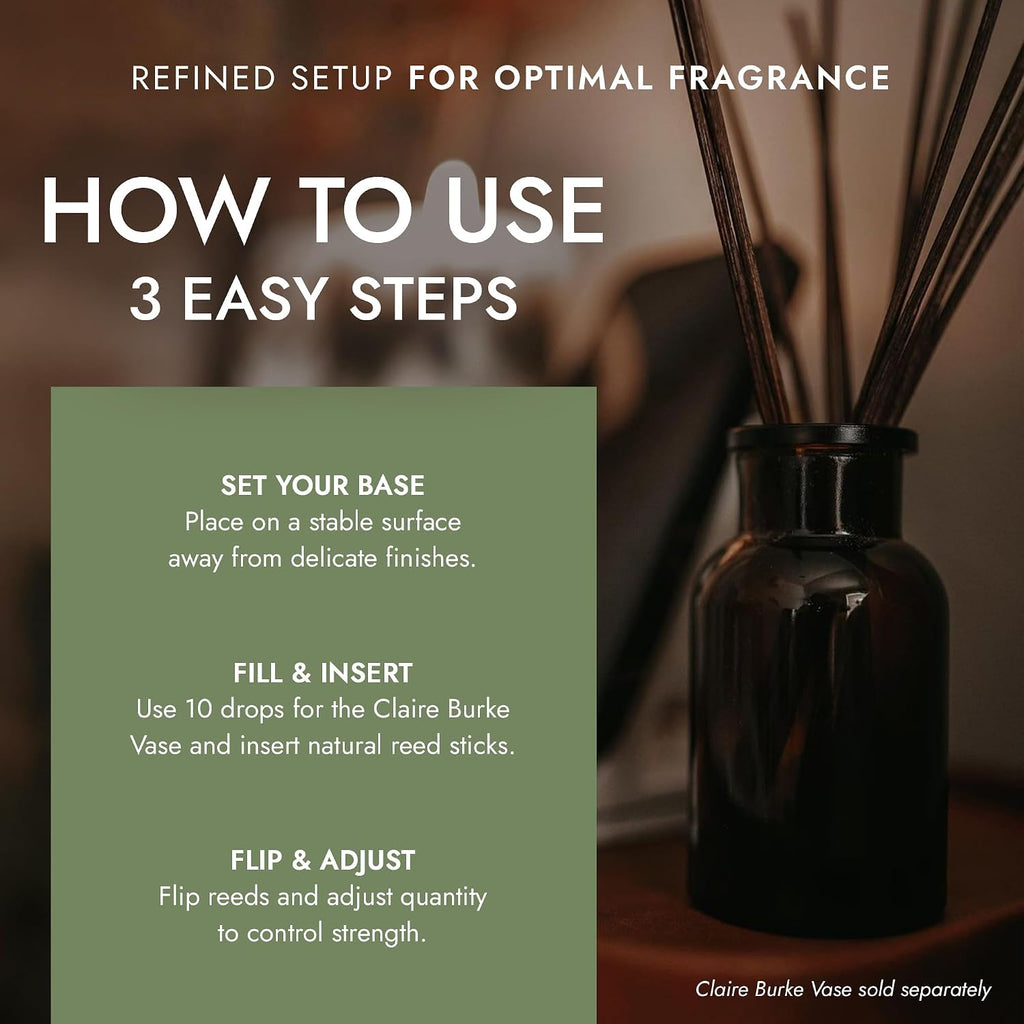 Claire Burke Reed Diffuser Oil Refill, Original, with 12 Reeds, 3 fl oz