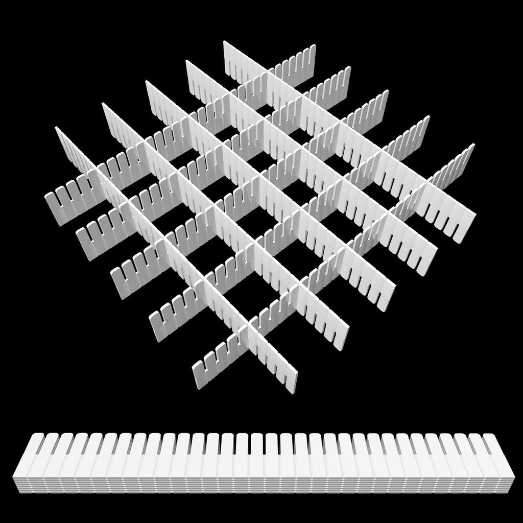 30Pcs Adjustable Drawer Organizer, White Plastic DIY Grid Drawer Dividers, 15.75x1.97x0.1in, for Socks, Underwear, Makeup, Cosmetic, Clothes