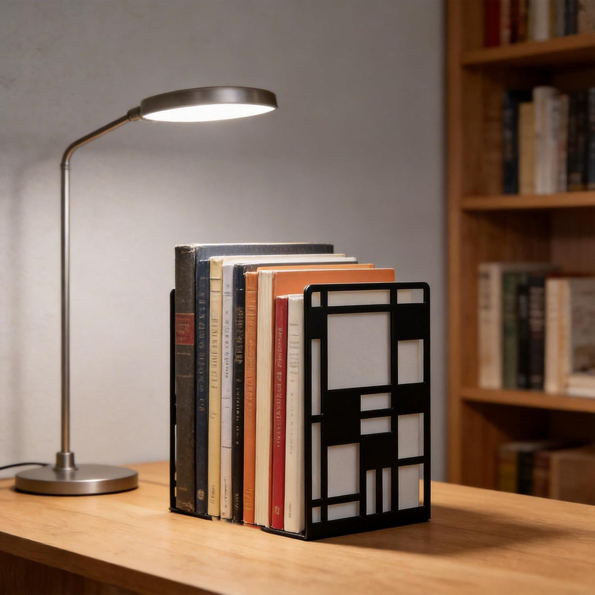 Black Metal Bookends for Shelves, 1 Pair
