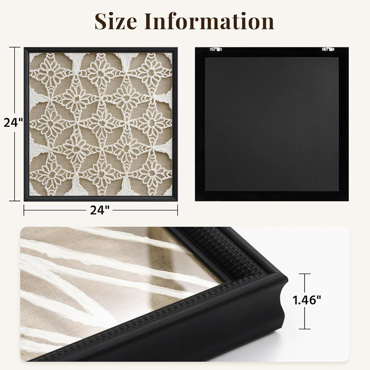 FOLKOR 24" Framed Black and White Abstract Wall Art Decor for Living Room
