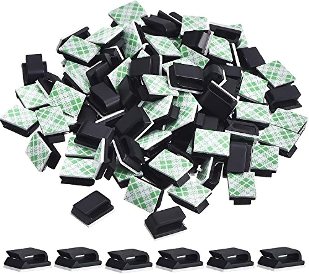 Hicarer 100 Pcs Adhesive Cable Clips Cord Holder, Small, Black