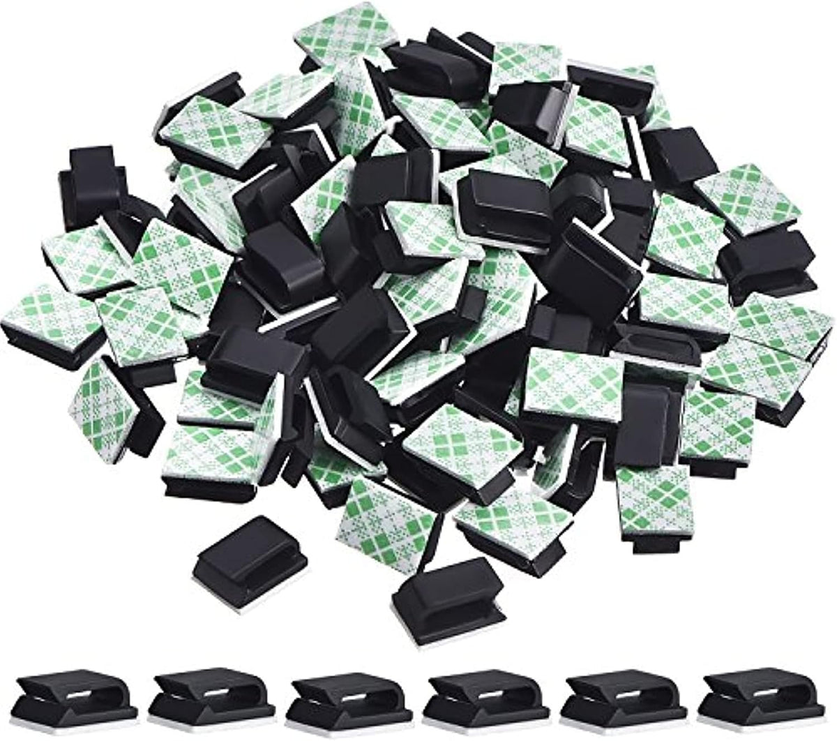 Hicarer 100 Pcs Adhesive Cable Clips Cord Holder, Small, Black