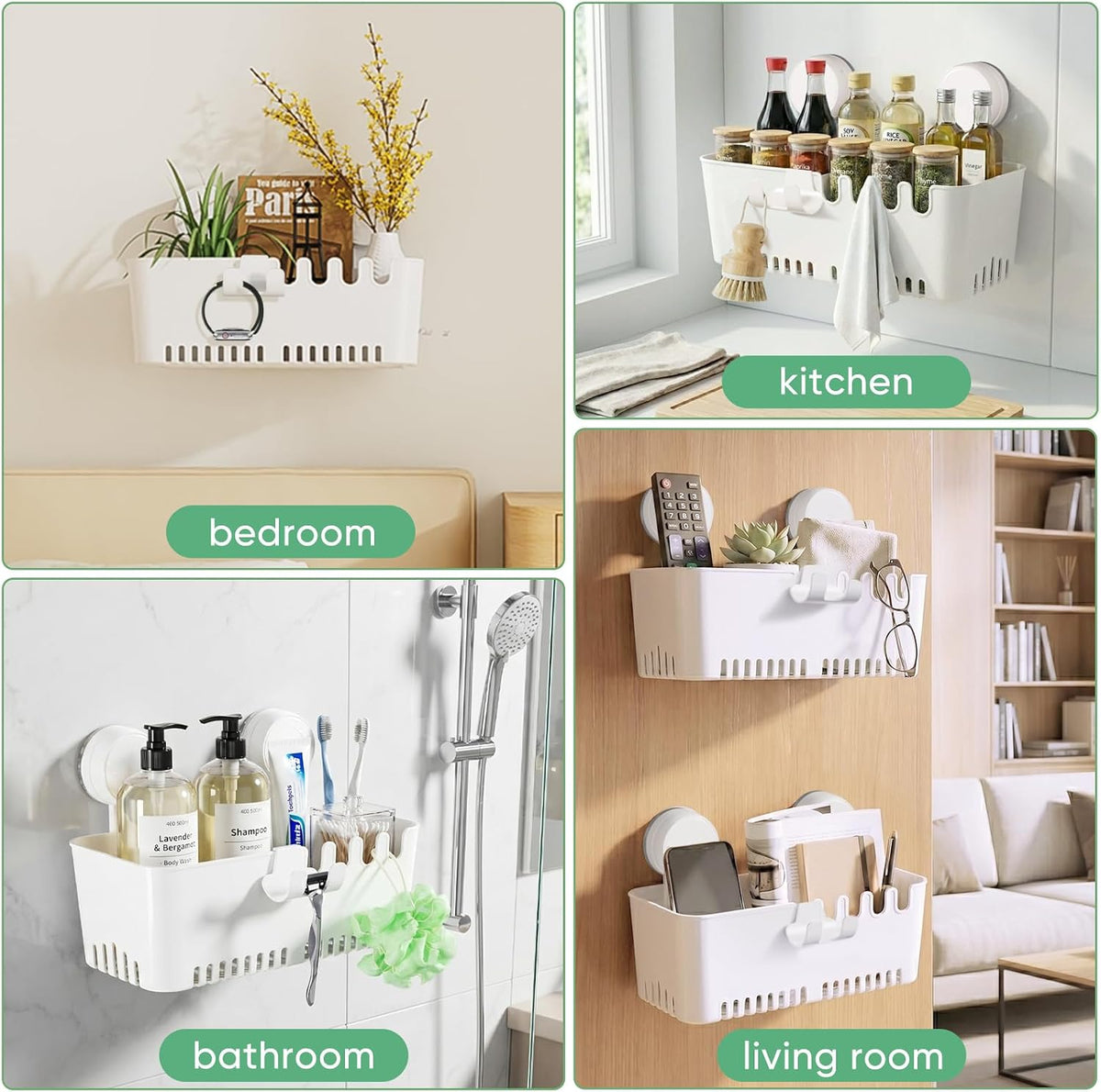 LUXEAR Shower Caddy Suction Cup NO-Drilling Removable Shower Shelf