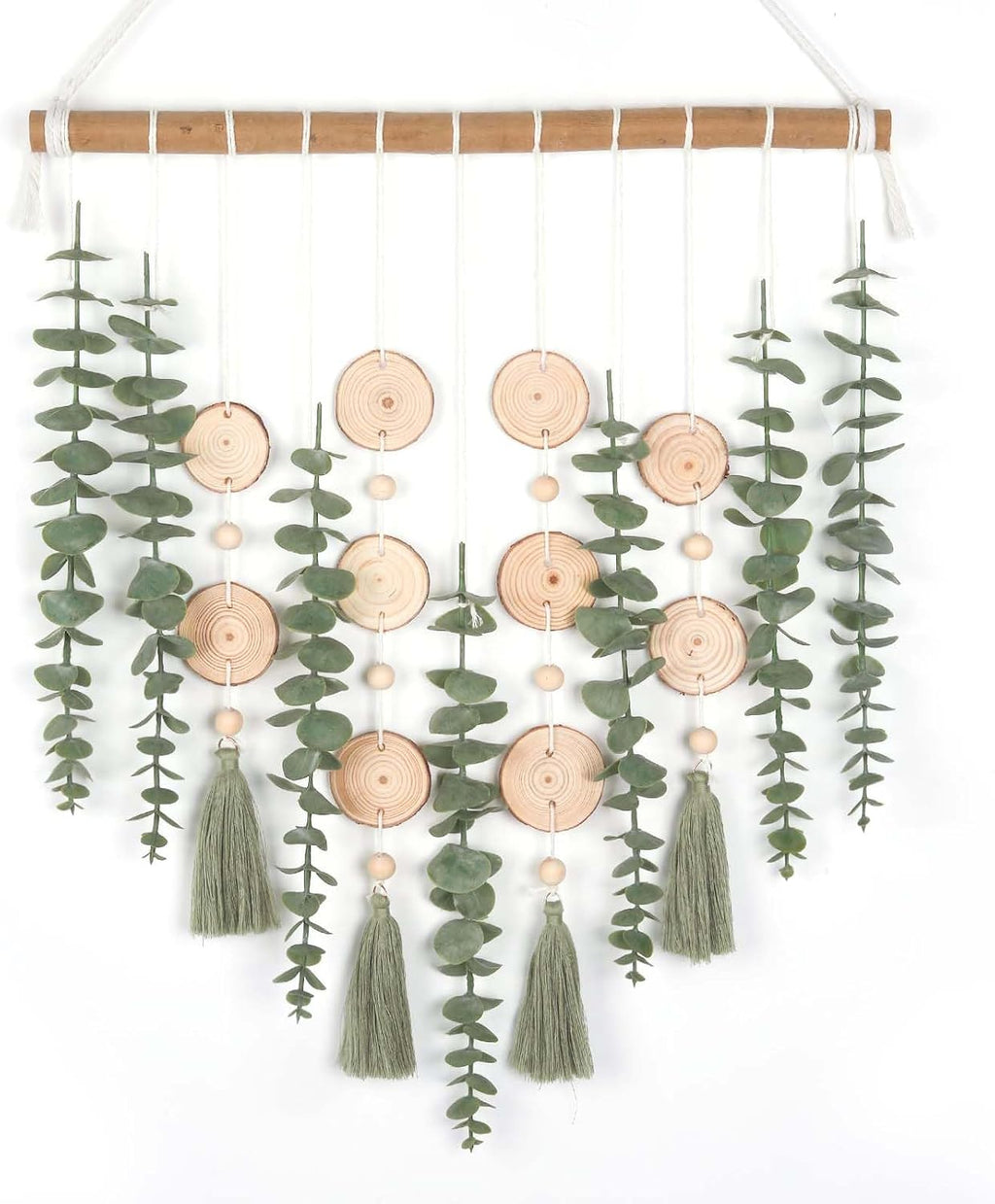 GIAUMA Artificial Eucalyptus Plant Wall Decor Fake Greenery Leaves Stems Wall Hanging Faux Plants on Wood Stick Green Boho Rustic Farmhouse Decor for Bathroom Bedroom Dining Room Indoor Home