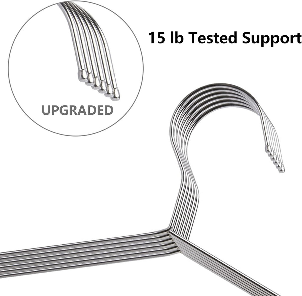 Stainless Steel Metal Hangers, 50 Pack, 16.5 Inch, 15 lb Capacity