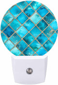 Round LED Night Light,Square Bright Glass Mosaic LED Night Light Plug into Wall with Dusk to Dawn Light Sensor White Energy Efficient Nightlight for Bedroom Hallway Living Room Kitchen