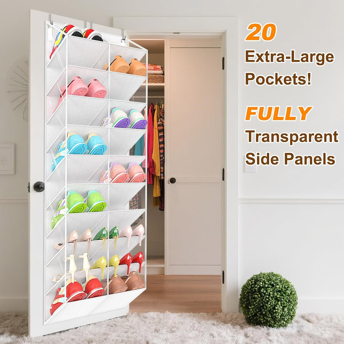 UVIAHOMI 20-30 Pairs Over the Door Shoe Organizer, 10-Tier Door Shoes Rack