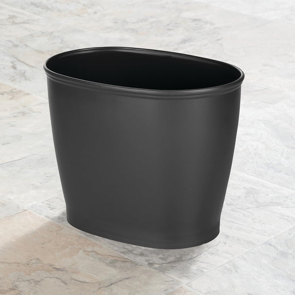 iDesign Slim Plastic Bathroom Trash Can, 2-Pack, Black