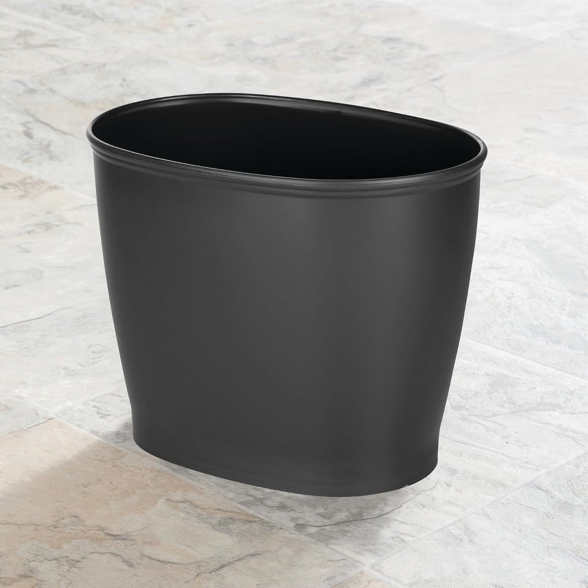 iDesign Slim Plastic Bathroom Trash Can, 2-Pack, Black