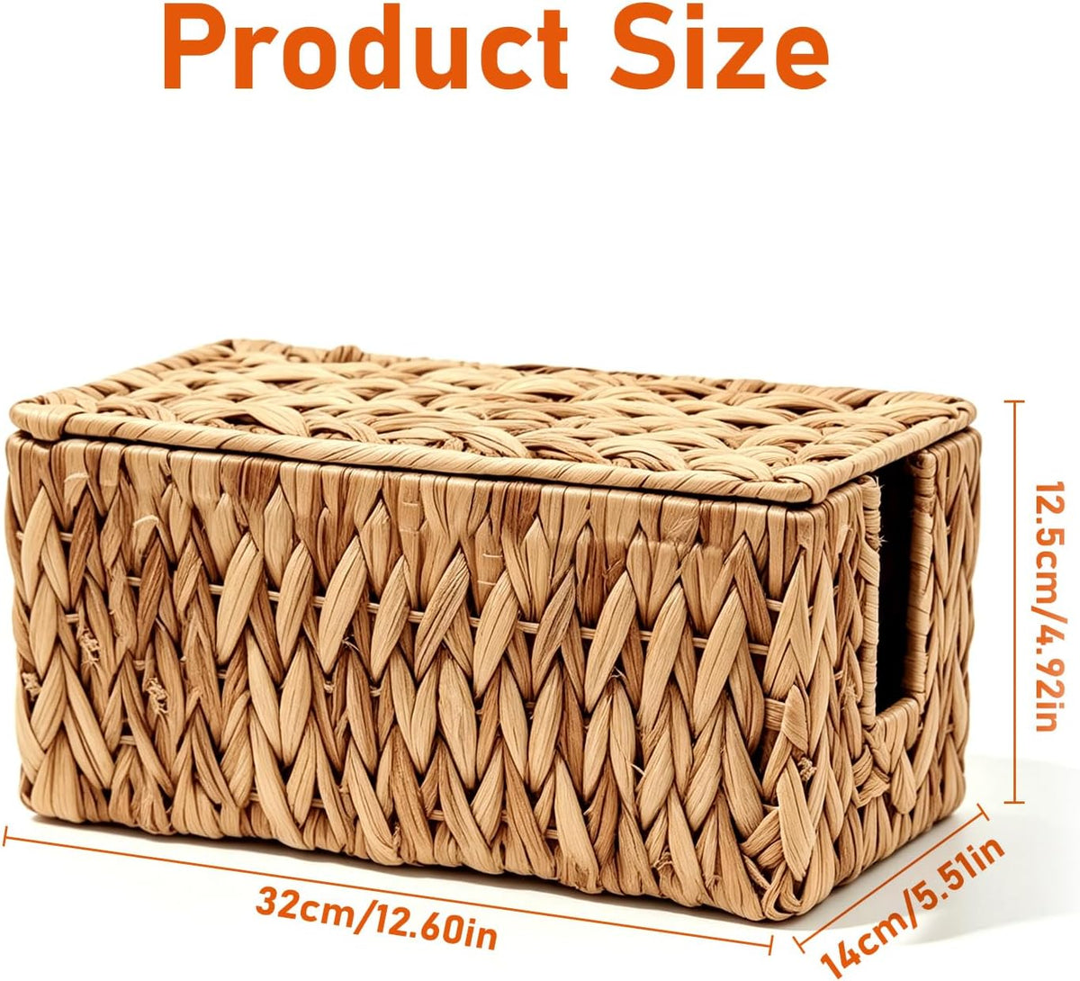 Cable Management Box, Small Cord Organizer Box for Power Strip | Handwoven Water Hyacinth Storage Basket with Metal Frame, Decorative Cable Organizer for Desk, Office, Living Room & Bedroom