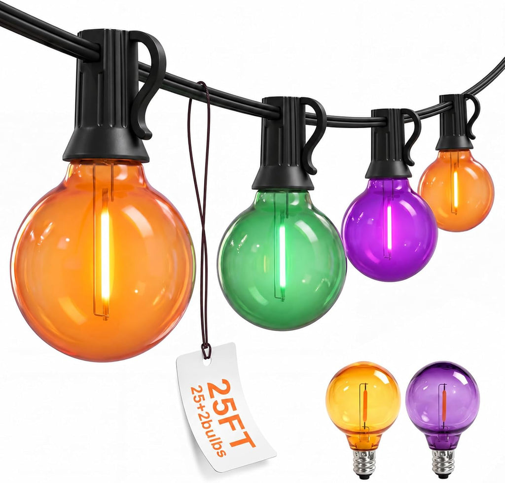 25FT G40 Halloween Outdoor String Lights with 27 LED Shatterproof Bulbs