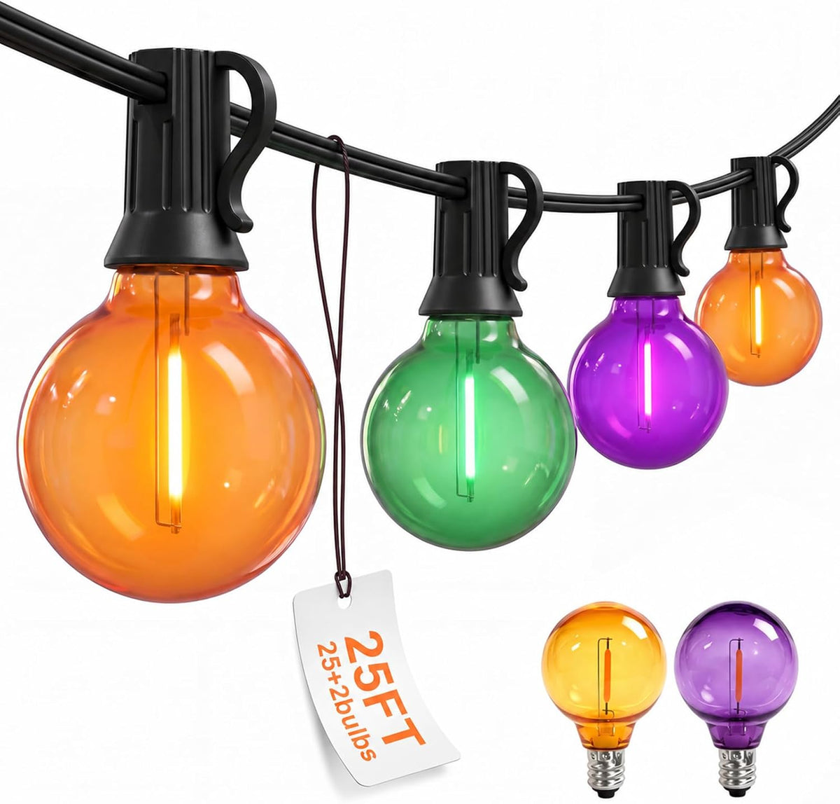 25FT G40 Halloween Outdoor String Lights with 27 LED Shatterproof Bulbs