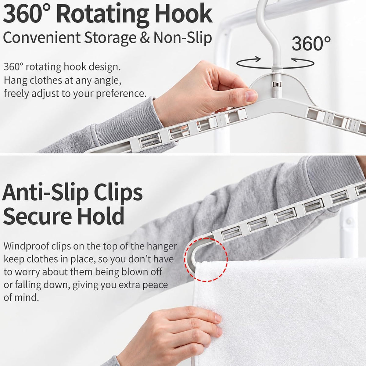 6 Pack Extra Large Hangers, Adjustable Arm Clothes Hangers, Space Saver