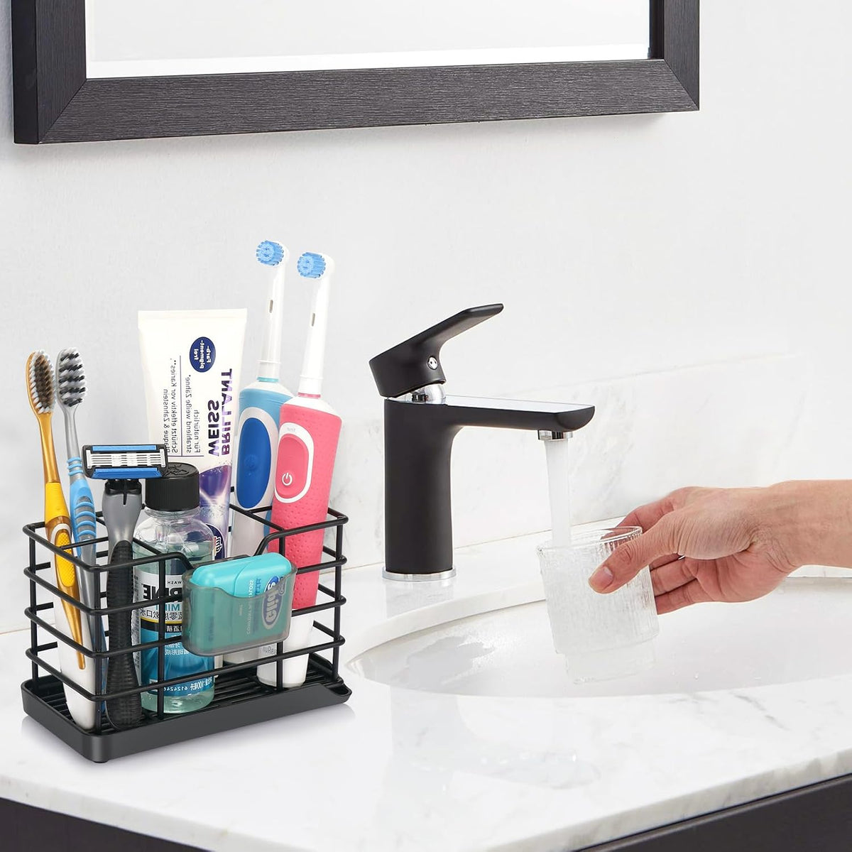 Toothbrush Holders for Bathroom, Black,Stainless Steel, Detachable, 5 Slot