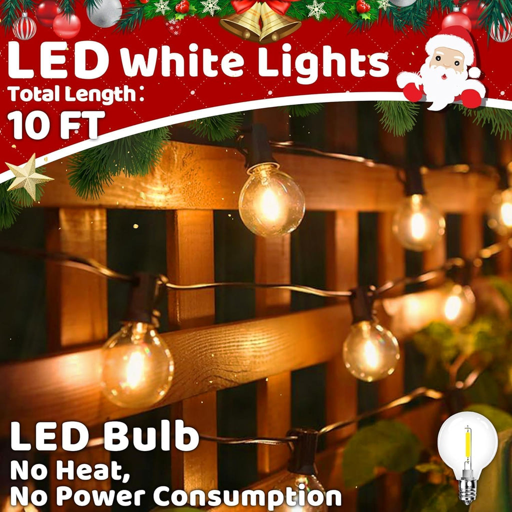 10FT LED Outdoor String Lights Waterproof Linkable for Patio Decor-SOLROS