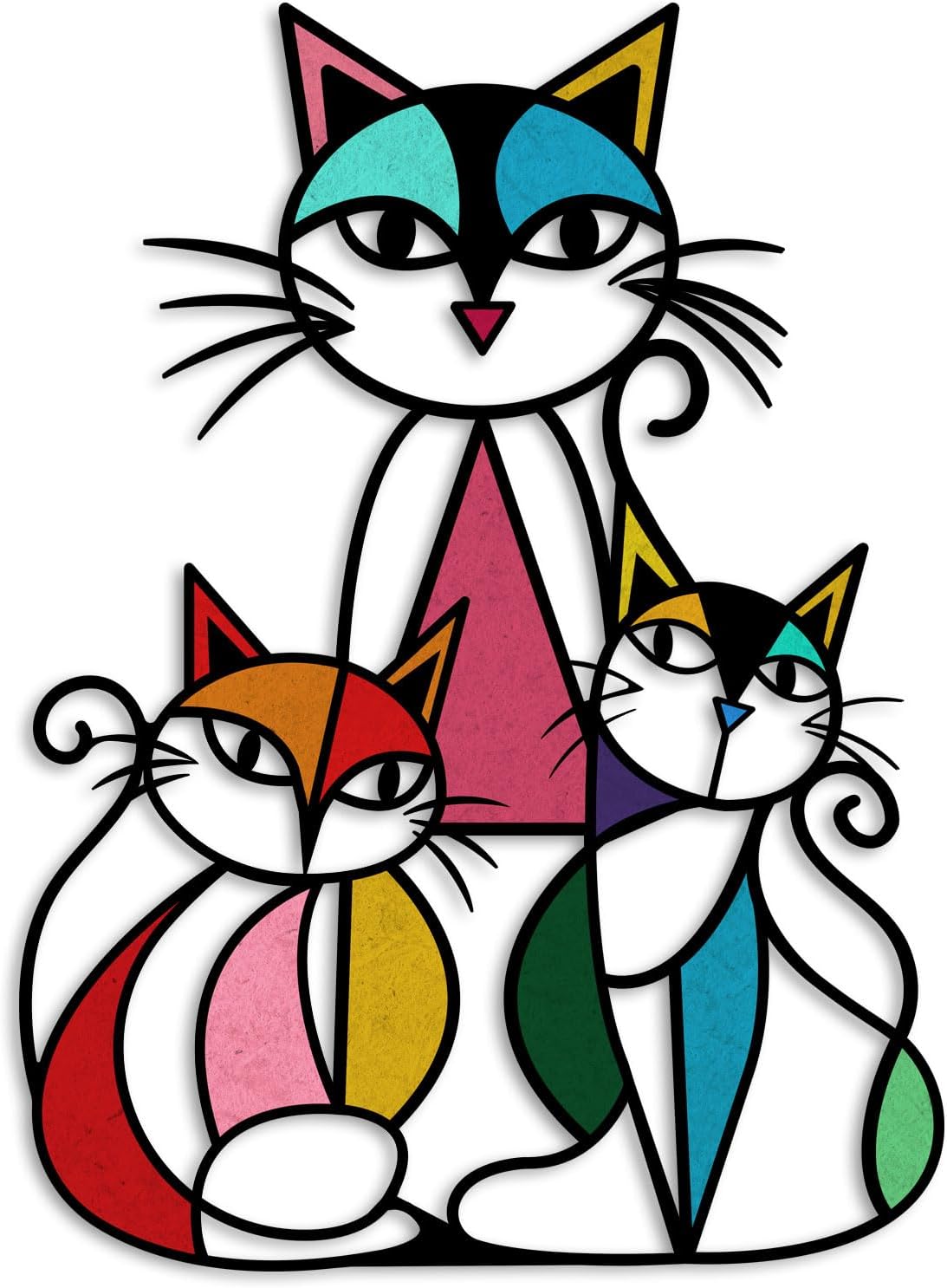 ARTINME Metal Cat Wall Art Decor Wall Sculptures Decor for Home Living Room Bedroom Kitchen Office Gift for Cats Lover 10.6x14.5inch (Retro)