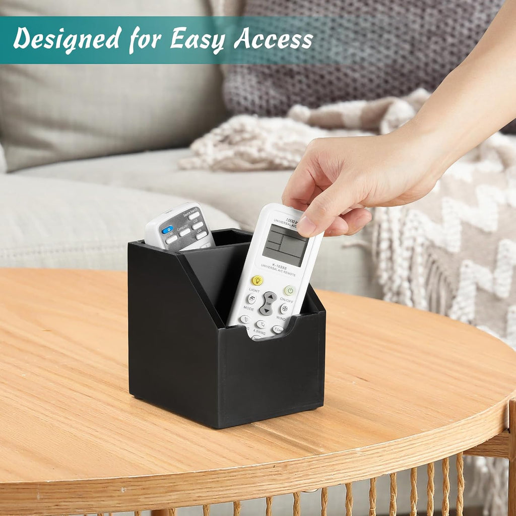 DRASTAR Remote Control Holder, TV Remoter Caddy 2 Slots,Remote Organizer for Desktop Home Decor, Black