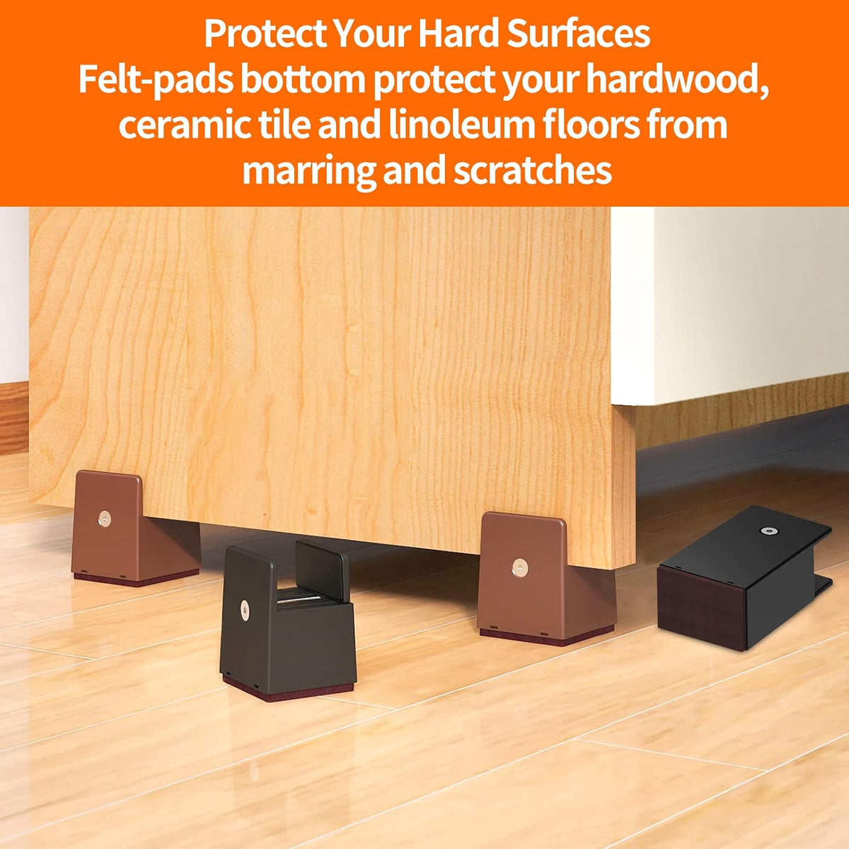 Bed Risers 2 Inch with Adjustable Screw Clamp,4 Pack Black