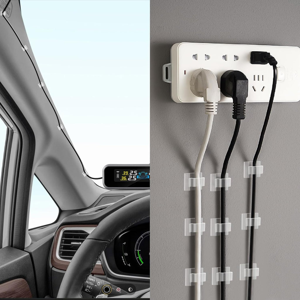 XHF 120PCS 5/8” Clear Adhesive Cable Wire Wall Light Clips, Cord Holder