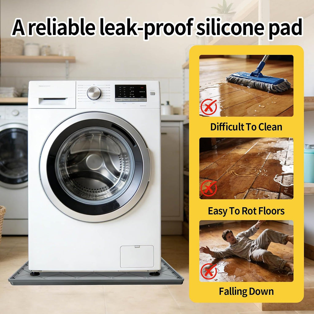 32" x 30" Foldable Washing Machine Drain Pan Silicone Mat,Grey