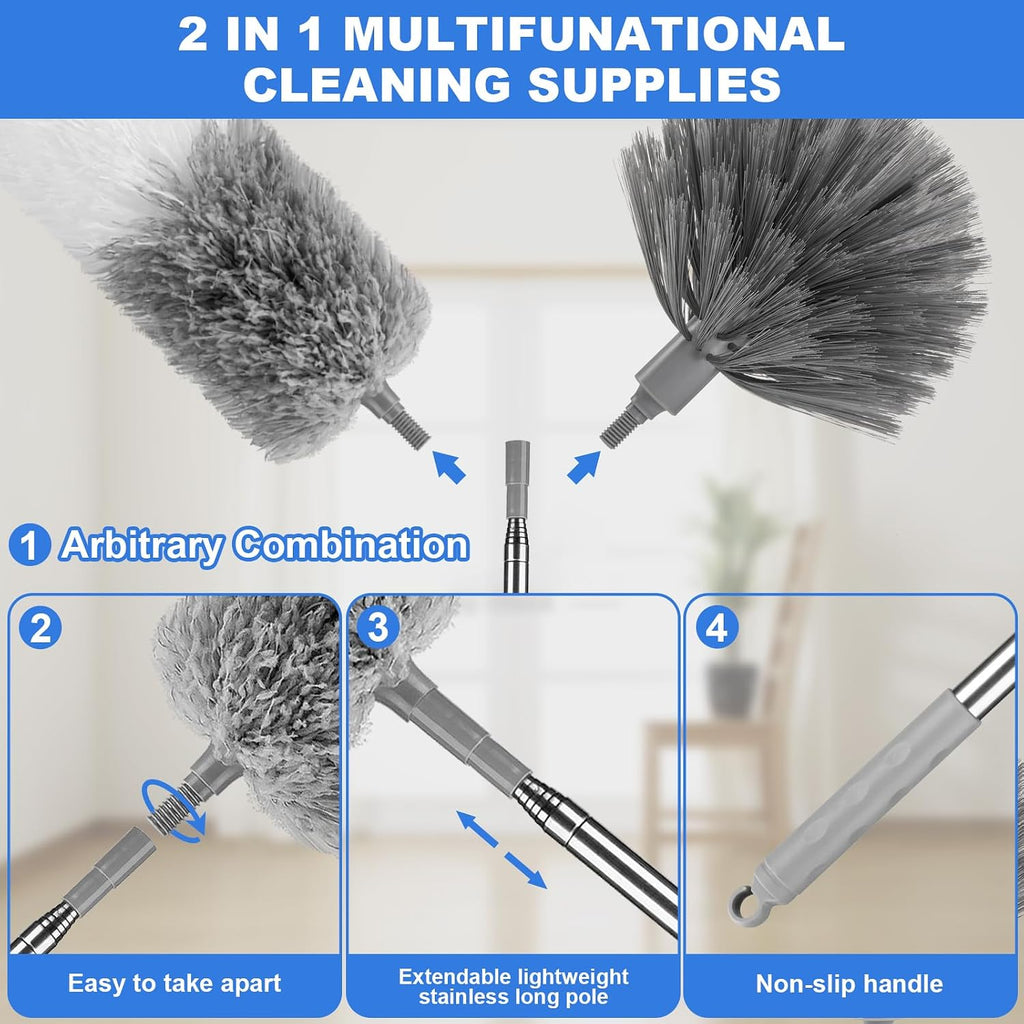 Dusters for Cleaning,Cobweb Duster Feather Duster with Extension Pole