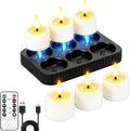 6 Pack Rechargeable Tea Lights Candles with Charging Base and Remote Timer