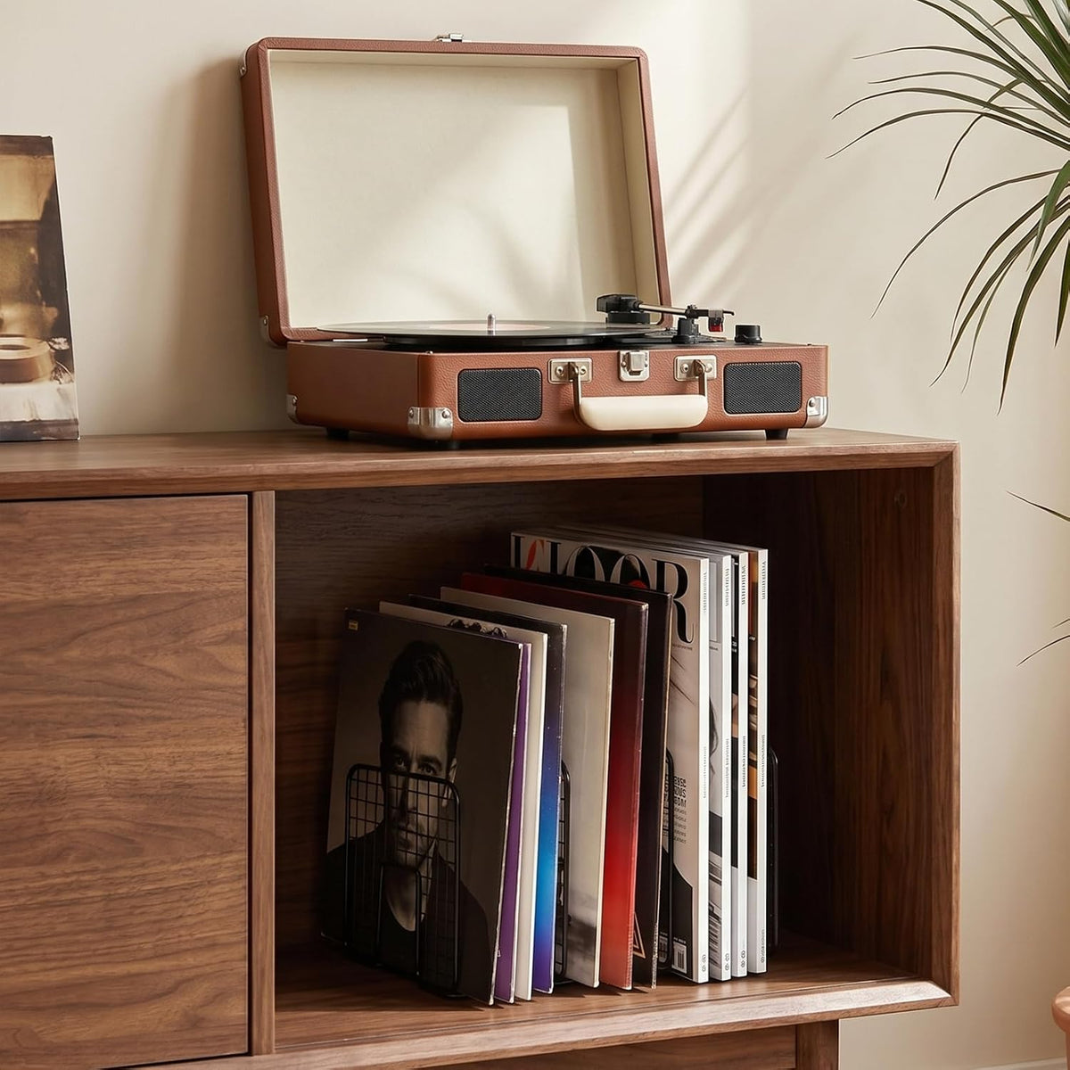 Vinyl Record Holder Storage, 3 Slot Metal Magazine Book Album Display Rack, Stylish Desktop File Tabletop Magazine Holder Rack, Record Storage, Album Storage Rack for LP Records/Magazines/Music Lovers