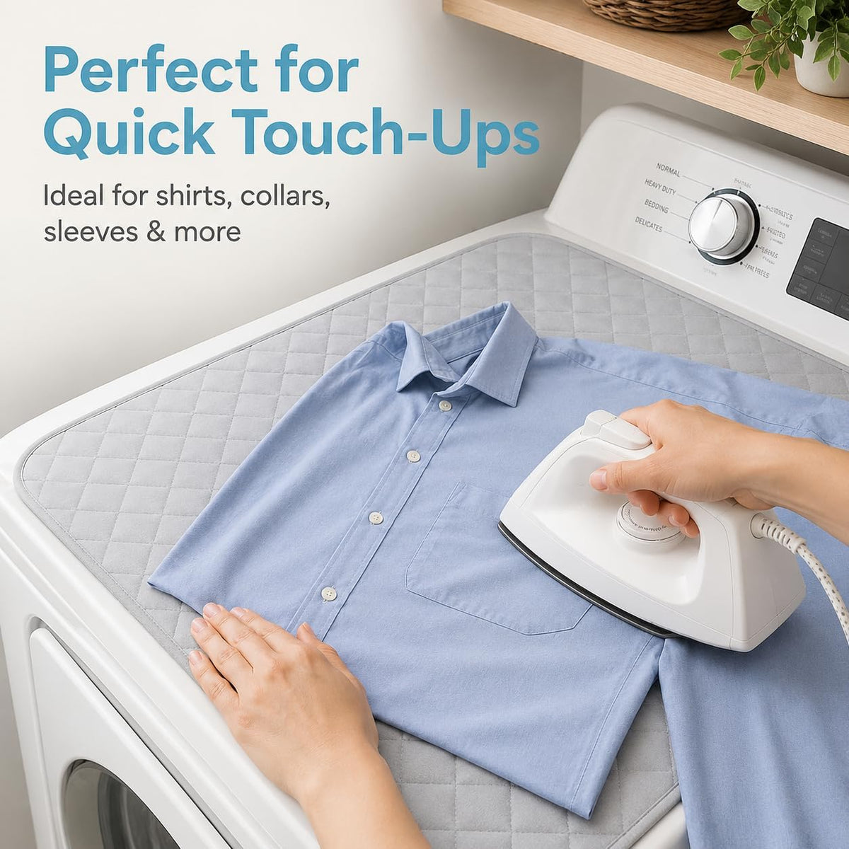 Magnetic Ironing Mat for Washer Dryer, 18 x 31 Inch Quilted Ironing Pad