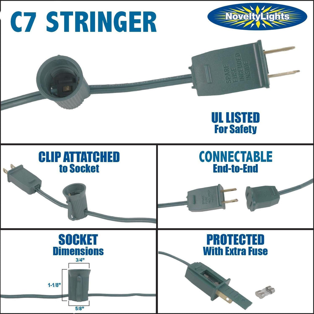 Novelty Lights 25 Foot C7 Outdoor String Light, Christmas Stringer