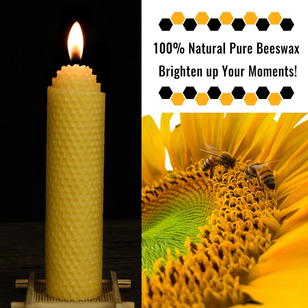 DEYBBY 1.5×6 inch Yellow Natural Beeswax Pillar Candles Set of 4