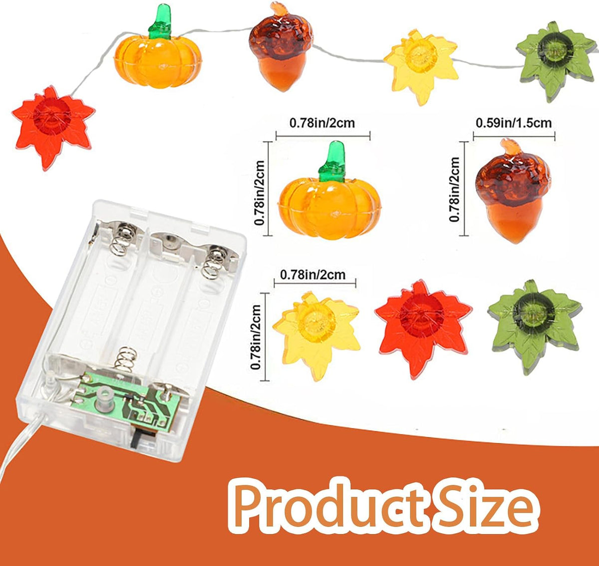 Fall Decor Lights 10Ft 30 LEDs Thanksgiving Decoration Battery Operated Acorn 3D Pumpkin Maple Leaf String Lights Fall Lights for Home Autumn Garland Harvest Halloween Party Christmas