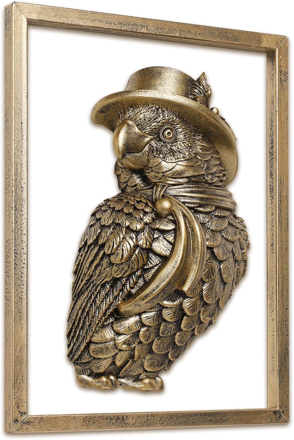 Vintage Gold Macaw Resin Animal Heads Wall Decor - Exquisite Polly Wall Hanging Sculptures for Living Room, Bedroom, Office - Handmade Home Art Decor(Parrot)