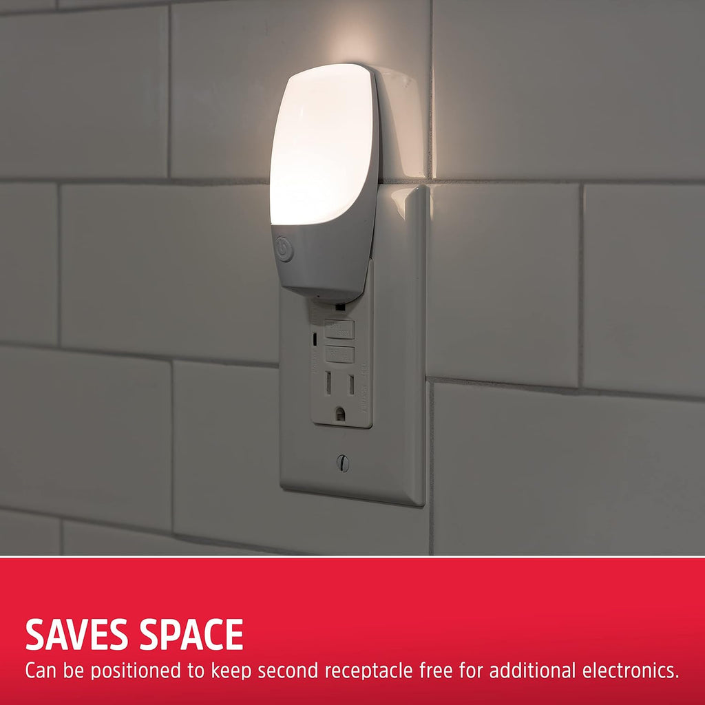 Energizer Night Light Plug into Wall with Manual On Off Switch, 2-Pack