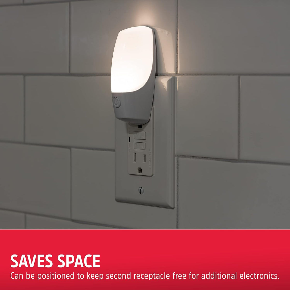Energizer Night Light Plug into Wall with Manual On Off Switch, 2-Pack