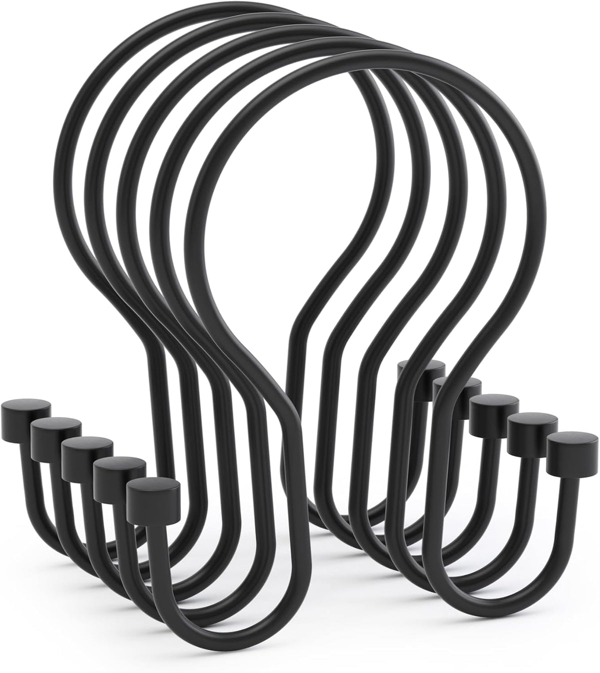 AmazerBath Shower Curtain Hooks Black Shower Curtain Rings with Cylindrical Design, Metal Shower Curtain Hooks Rust Proof, Smooth Glide Double Shower Hooks Rings for Shower Curtain