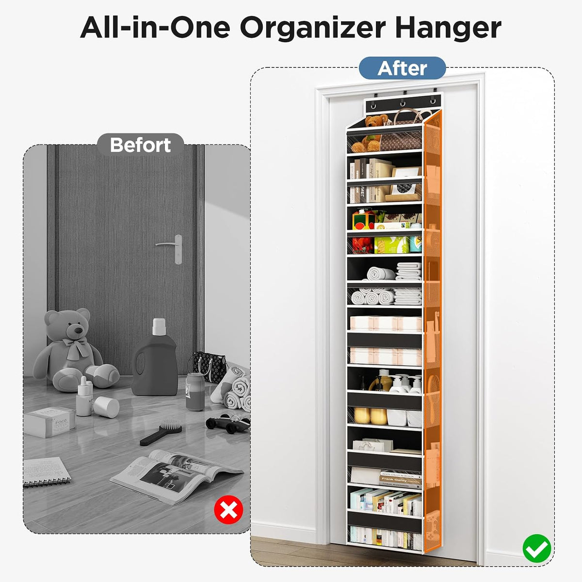 Mefirt Over The Door Organizer, 8 Shelf Door Hanging Organizers