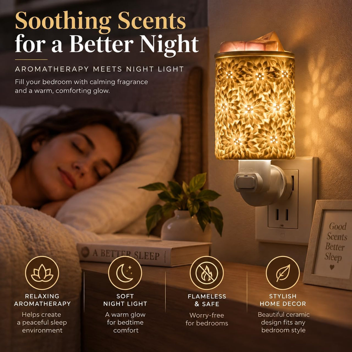 Sunflower Flower Wax Melt Warmer Wall Plug in Electric White Ceramic Christmas Oil Melter Cute Small Aromatherapy for Home Decorative Burner Light Scented Candle Tart Scent Warm Fragrance (S)