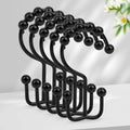 Resze 12 Pcs Shower Curtain Hooks, Metal Double Shower Curtain Rings,Black