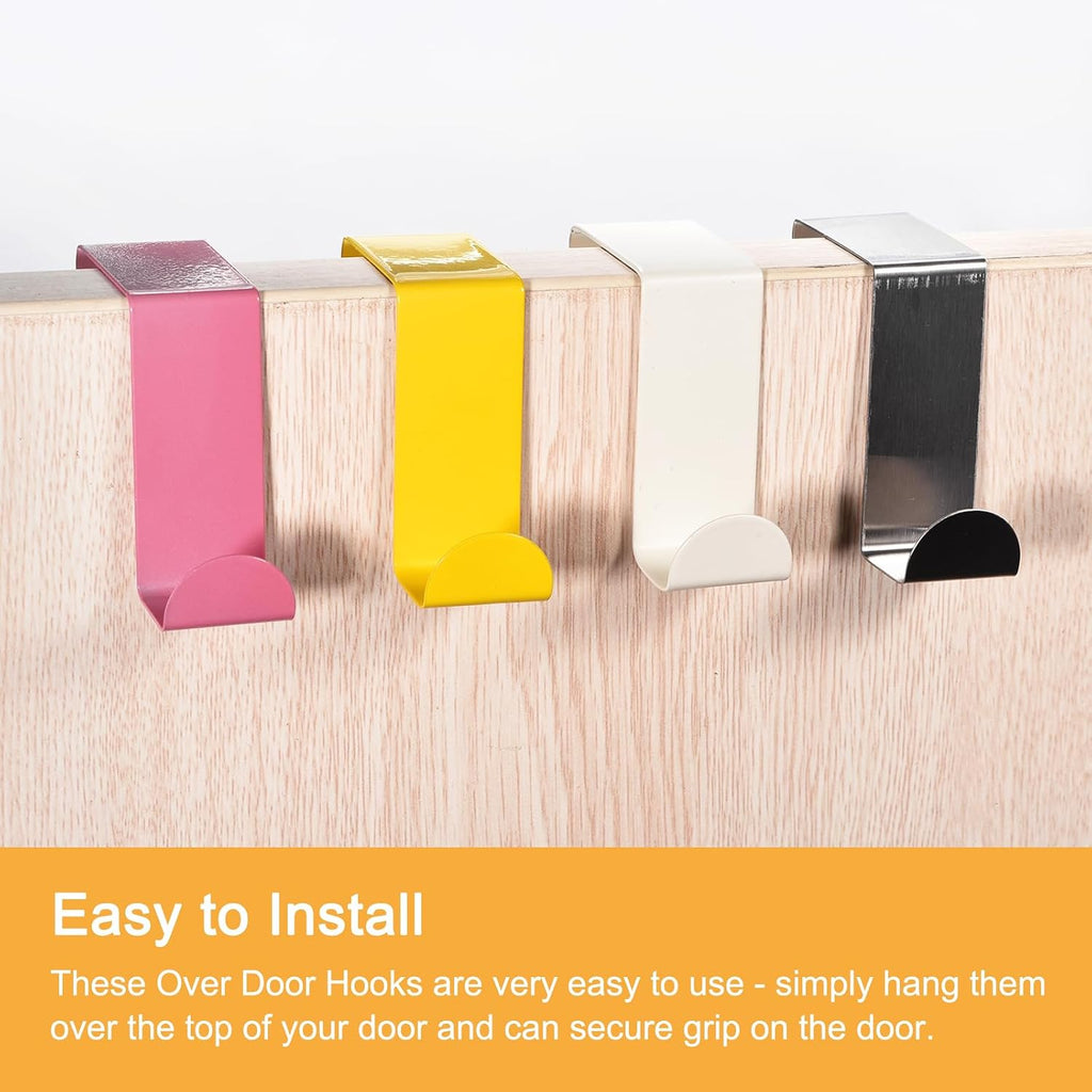 uxcell Over The Door Hooks,8pcs - Stainless Steel Door Hangers Hooks, S-Shaped Double Hooks for Hanging Clothes, Hats, Towels (Yellow)