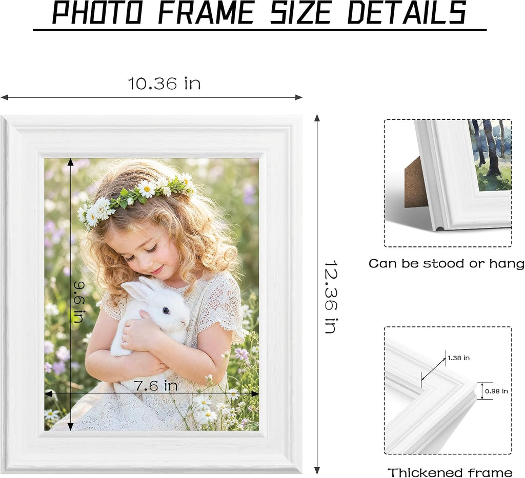 PEALSN 8x10 Picture Frame, Real Glass Front, White Woodgrain