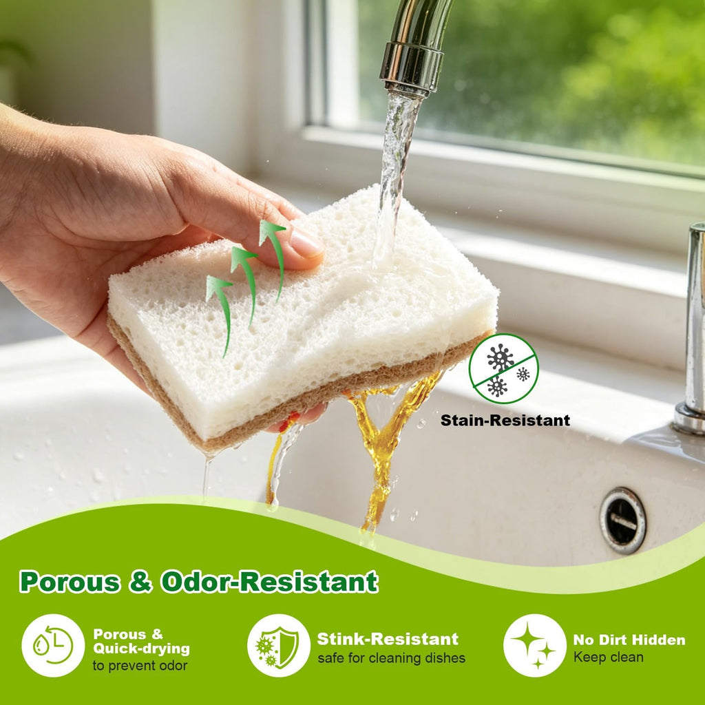 HOMEXCEL Kitchen Dish Sponges, 24 PK Non Scratch Natural Sponge for Dishes