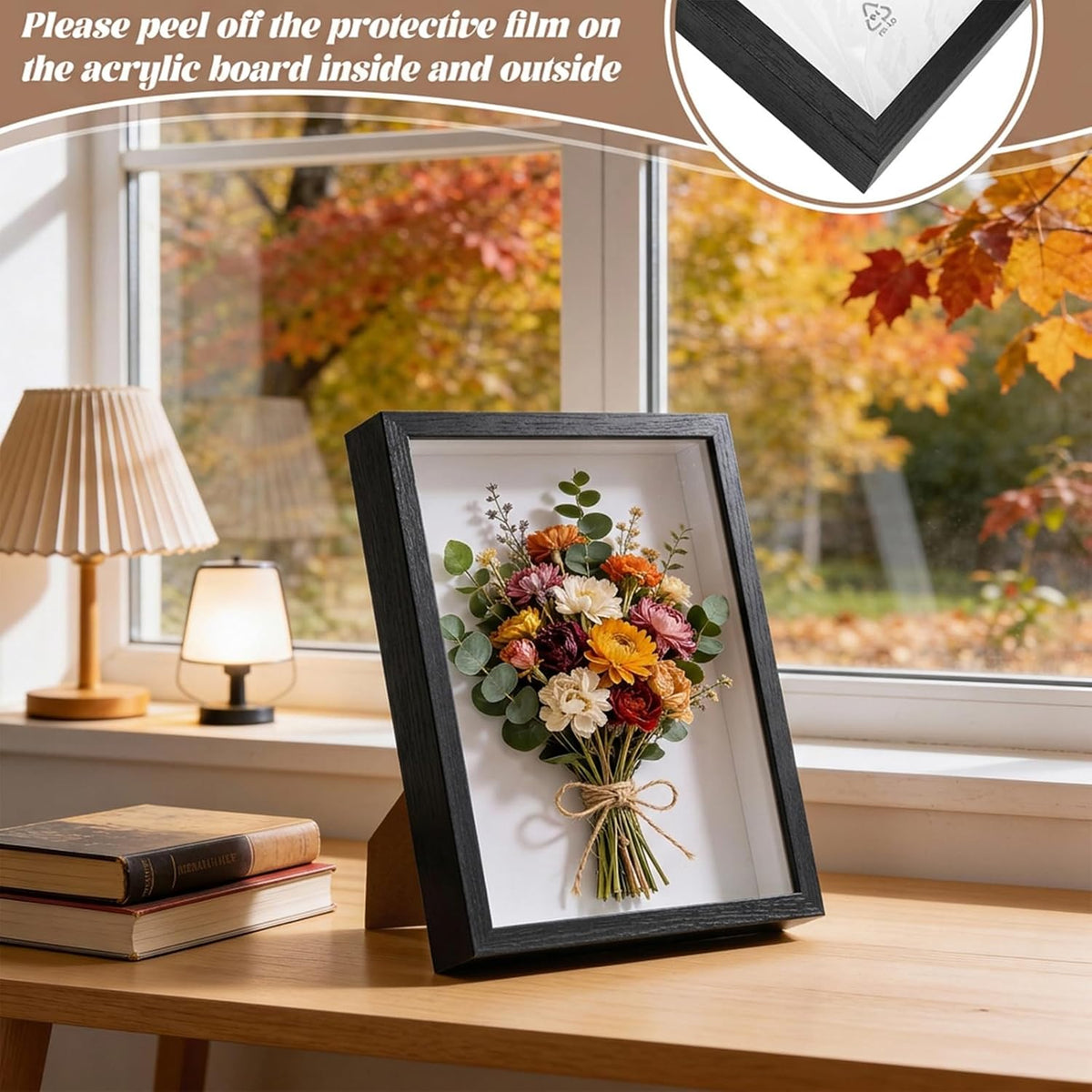 4 Shadow Box Frames, 8x10 inch Wood 3D Picture Frame Display Cases