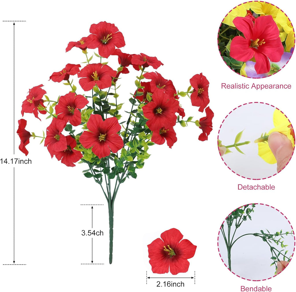 Artificial Petunia Flowers Outdoor, 12 Bundles UV Resistant Faux Plants