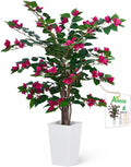 Aveyas 3ft Artificial Bougainvillea Tree with Flowers, 3 Feet Faux Floor Plant Fake Silk Blooming Trees with Pot for Indoor Outdoor Home Decor,House Living Room Office (3 ft Tall Including Raised Pot)
