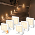 EZVALO Rechargeable Battery Night Light with Motion Sensor, Stick-On LED Stair Light with 3 Color Temps, Magnetic, Dimmable, Portable Mini Closet Lights for Staircase, Bathroom, Hallway (6 Pack)