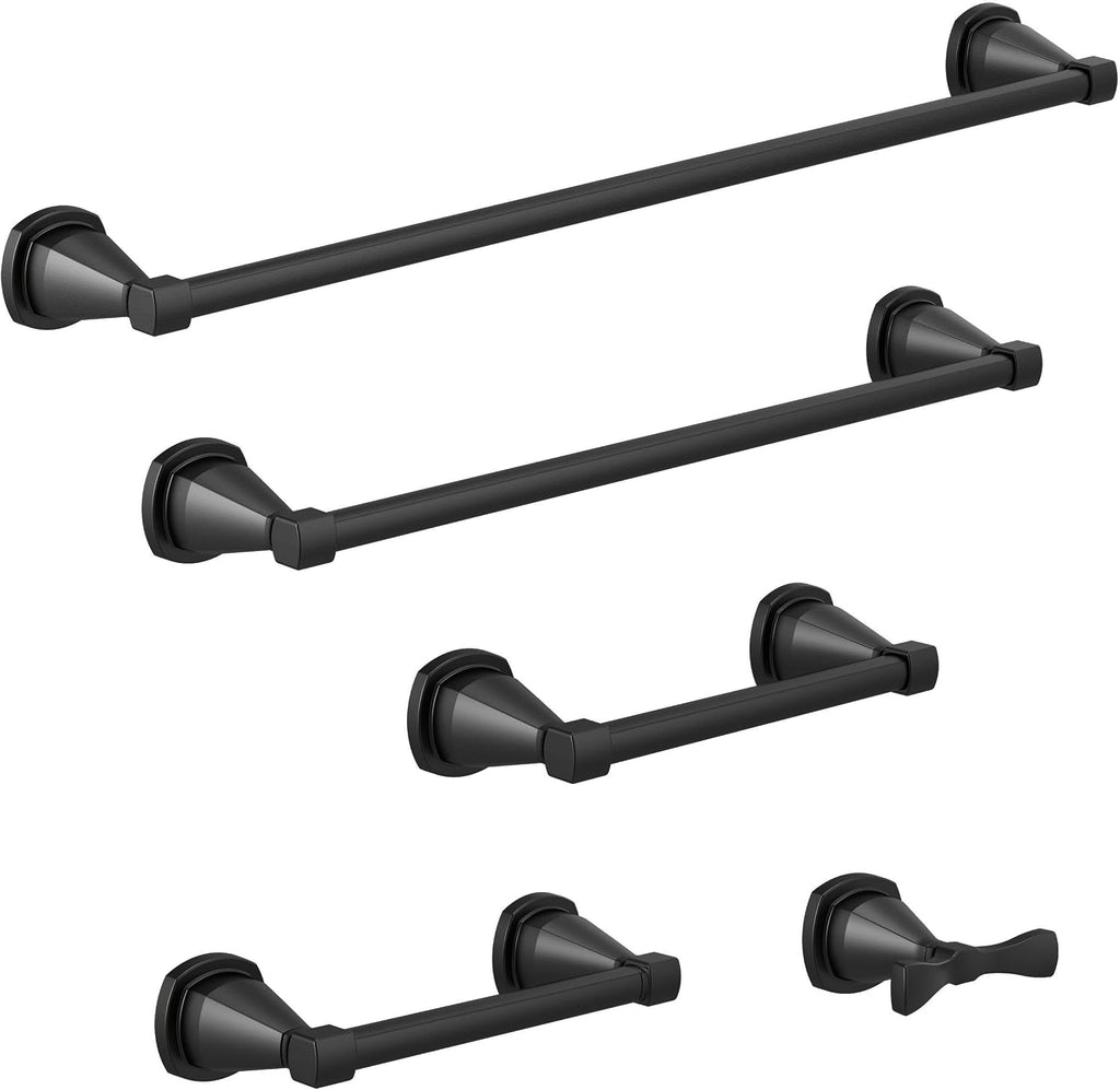 Delta Hand Towel Holder | 8 Inch Matte Black Towel Bar for Bathroom, Kitchen | Esato Accessories