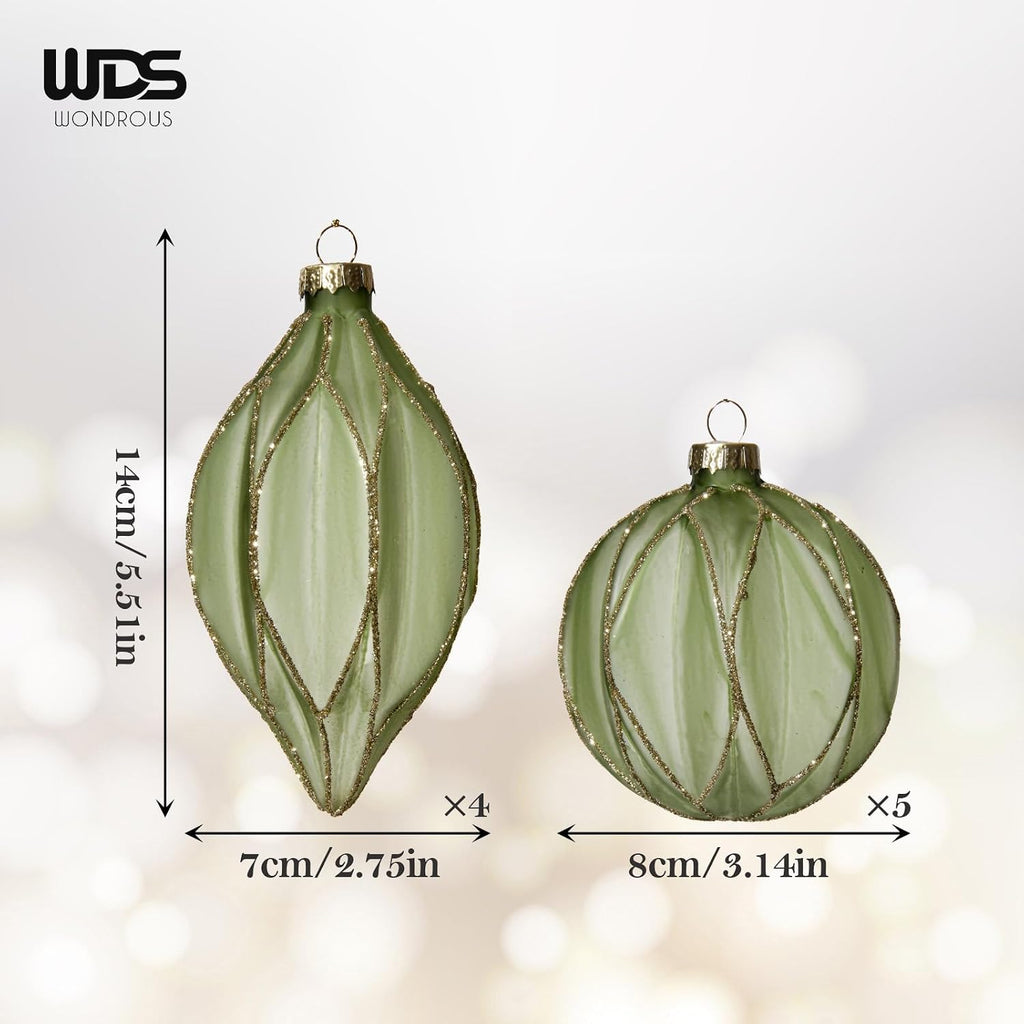 WDS WONDROUS Christmas Ball Ornaments Teardrop Xmas Tree Ornament Set Green