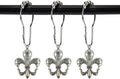 Set of 12 Fleur De Lis Shower Curtain Hooks French Lily Royal Heraldry French Cottage Chic Historical Theme Style Decorative Home Bathroom Stainless Steel Rustproof (Silver)