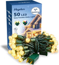 G14 Slow Twinkle Warm White Christmas Globe Lights, 50 LED 16.6ft