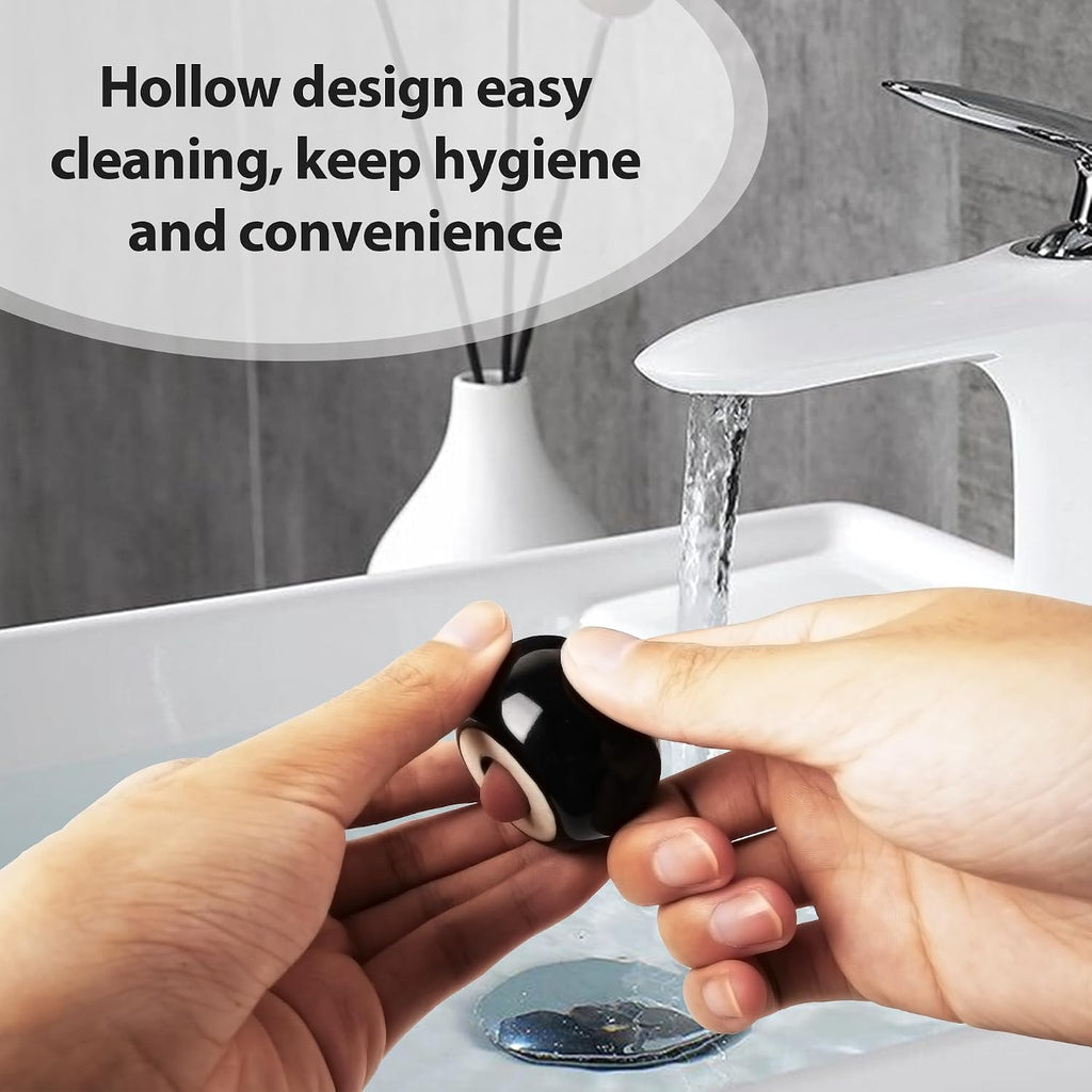 4 Pack Mini Ceramic Toothbrush Holders, Single Toothbrush Holder for Shower, Cute Toothbrush Stand for Bathroom, Medicine Cabinet, Dorm (Black)